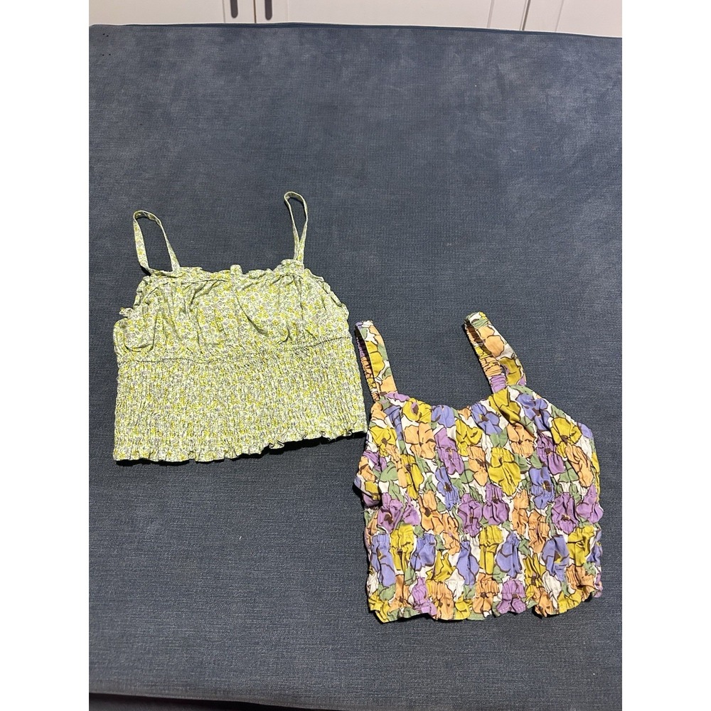 Zara Girls Floral Crop Tank Tops Lot Of Two